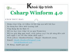 Bài giảng Lập trình CSharp Winform 4.0 - Lession 2: Variable, Operator, Loop