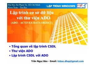 Bài giảng Lập trình Windows - Lập trình cơ sở dữ liệu với thư viện ADO (ADO - Activex Data Object)