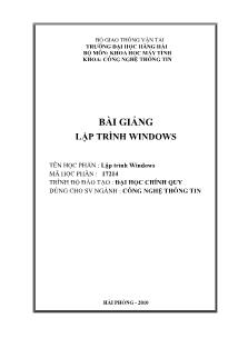 Bài giảng Lập trình Windows - Hải Phòng