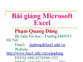 Bài giảng Microsoft Excel - Phạm Quang Dũng