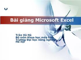 Bài giảng Microsoft Excel - Trần Vũ Hà