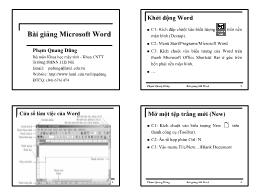Bài giảng Microsoft Word - Phạm Quang Dũng