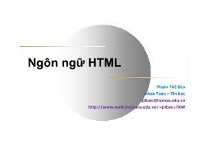 Bài giảng Ngôn ngữ HTML - Phạm Thế Bảo