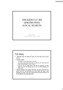 Bài giảng Phân tích và thiết kế thuật toán - Phạm Thế Bảo - Chương 11: Tìm kiếm cục bộ (Local Search)