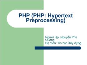 Bài giảng PHP (PHP Hypertext Preprocessing)