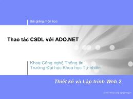 Bài giảng Thiết kế và lập trình Web 2 - Thao tác CSDL với ADO.NET