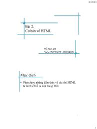 Bài giảng Thiết kế Web - Bài 2: Cơ bản về HTML