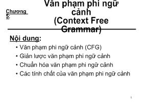 Bài giảng Tin học lý thuyết - Chương 5: Văn phạm phi ngữ cảnh (Context Free Grammar)