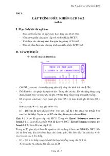 Tài liệu hướng dẫn thực tập Vi điều khiển MSC-51 - Bài 9: Lập trình điều khiển LCD 16x2