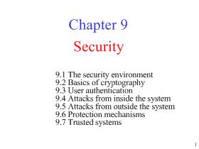 Bài giảng Hệ điều hành - Chapter 9: Security