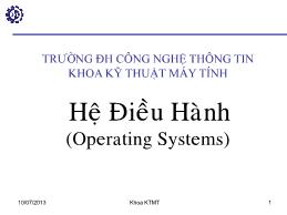 Bài giảng Hệ điều hành (Operating Systems) - Hà Lê Hoài Trung - Chương 1: Tổng quan về hệ điều hành