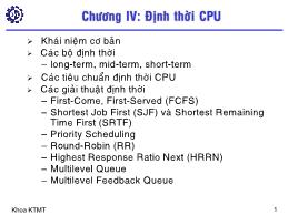 Bài giảng Hệ điều hành (Operating Systems) - Hà Lê Hoài Trung - Chương 4: Định thời CPU