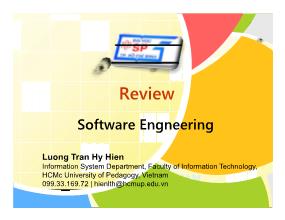 Bài giảng Nhập môn công nghệ phần mềm - Lương Trần Hy Hiến - Review