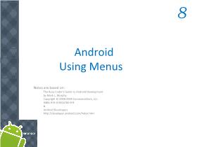 Lập trình Android tiếng Việt - Chapter 8: Android Using Menus