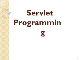 Bài giảng Java 2 - Trần Duy Thanh - Servlet Programming